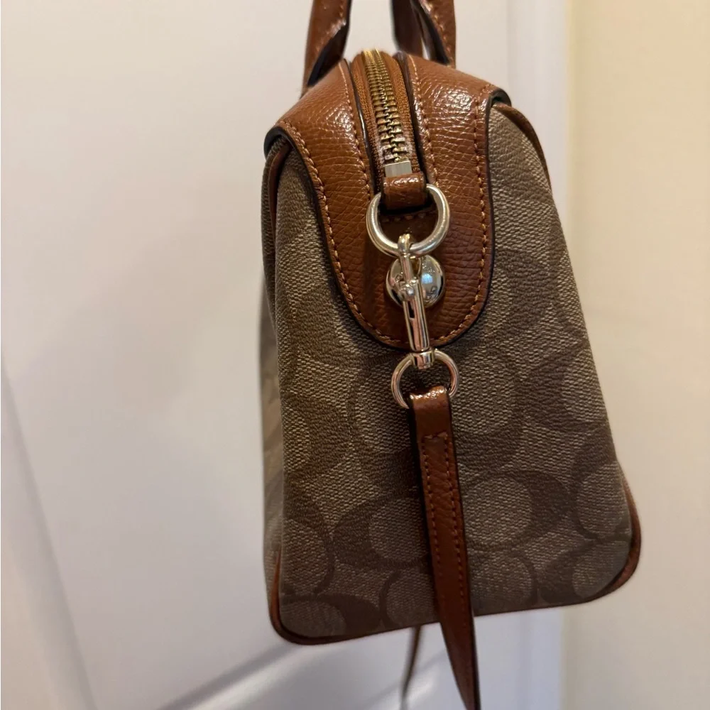 Coach Tan and Brown Signature Satchel - Picture 5 of 10